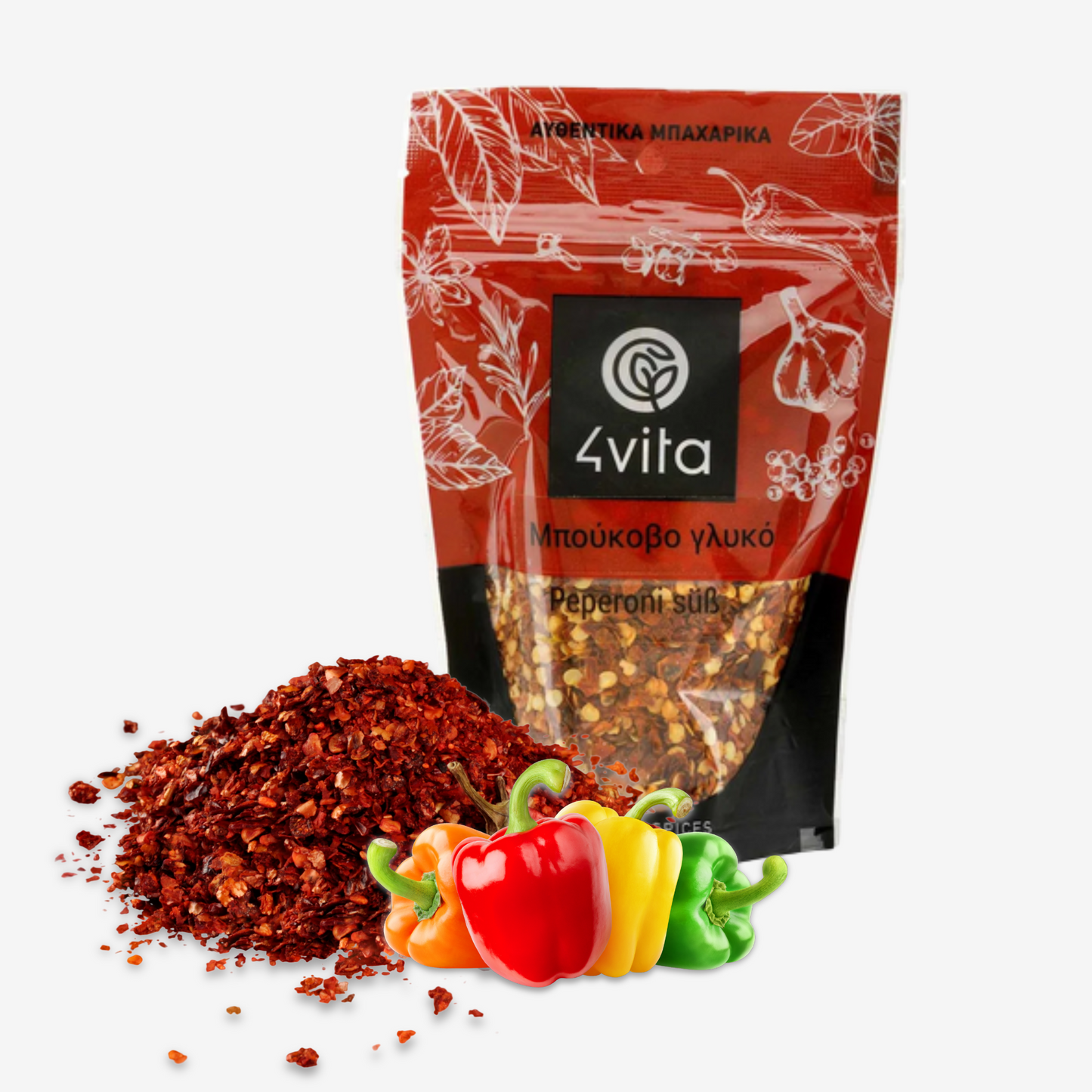 Bukovo süß – ein traditionelles griechisches Gewürz aus grob geschroteten, getrockneten Paprikaschoten mit mildem, fruchtigem Aroma. Perfekt für Suppen, Fleisch, Hülsenfrüchte und Gewürzmischungen