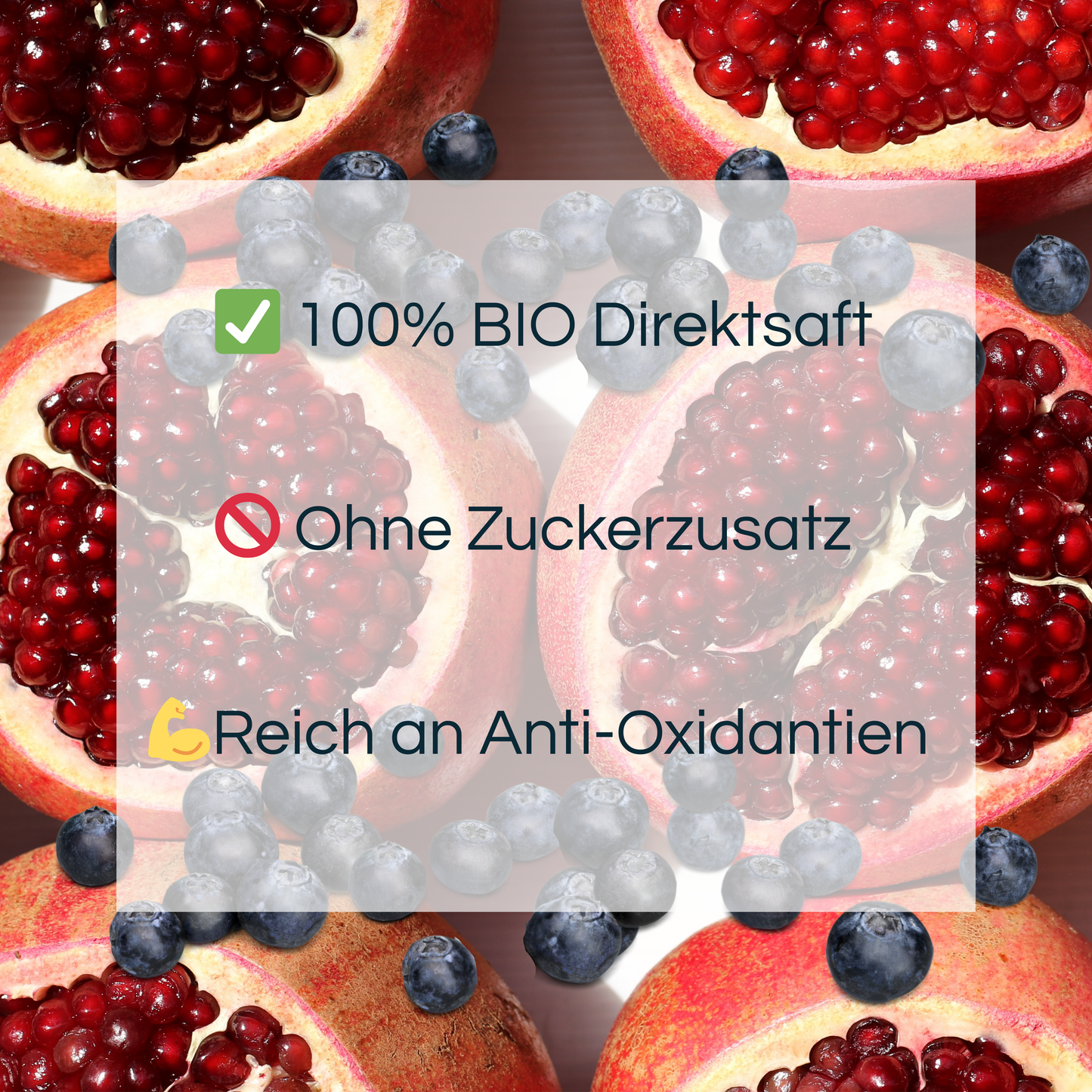 Granatapfel-Direktsaft ohne Zuckerzusatz und reich an Anti-Oxidantien