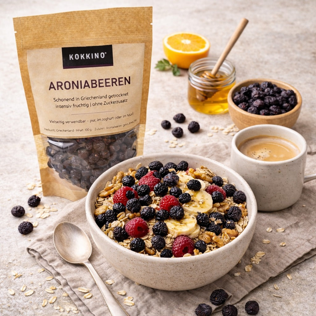 KOKKINO Getrocknete Aronia 100 g – Naturbelassene Aroniabeeren aus Griechenland