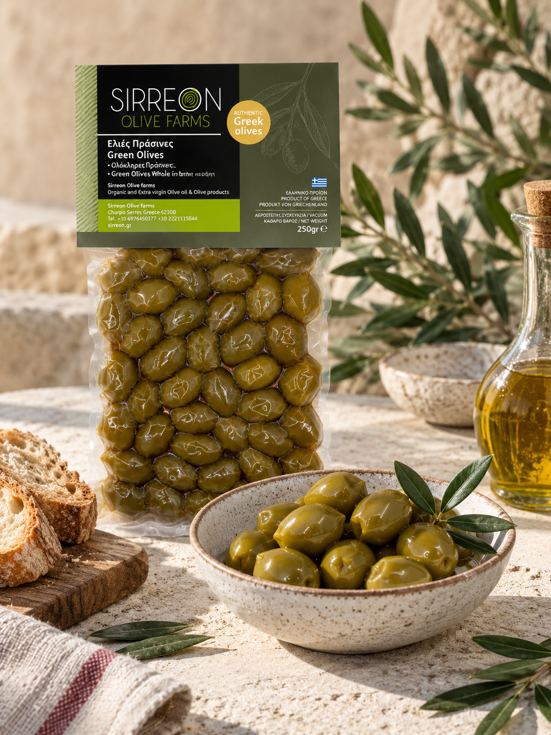 Grüne Oliven mit Stein aus Nordgriechenland (250 g)