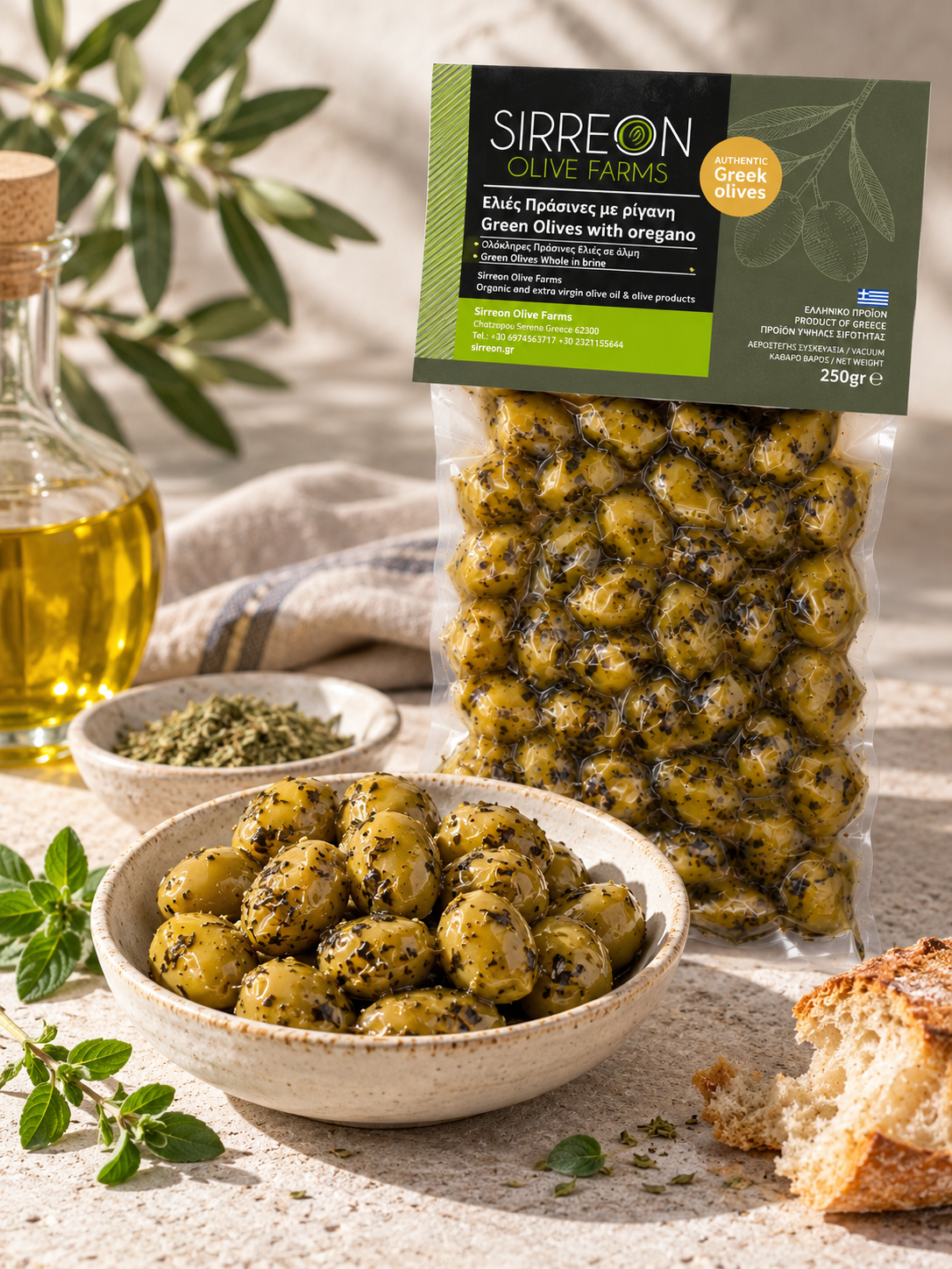 Grüne Oliven mit Oregano (250 g)
