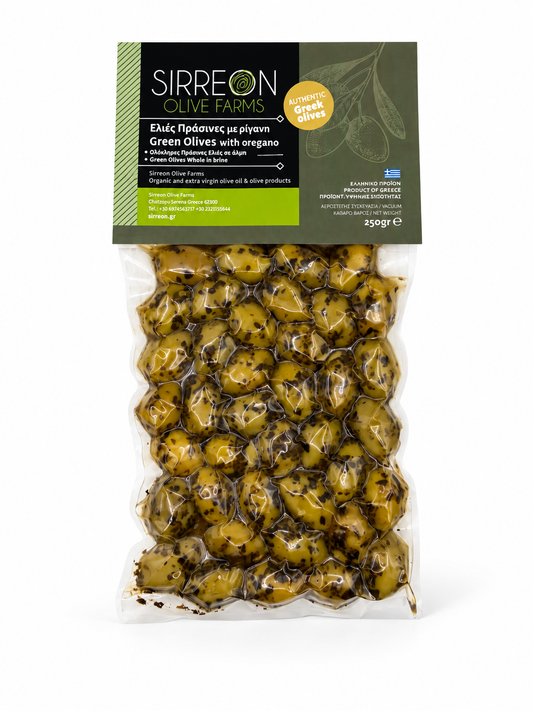 Grüne Oliven mit Oregano (250 g)