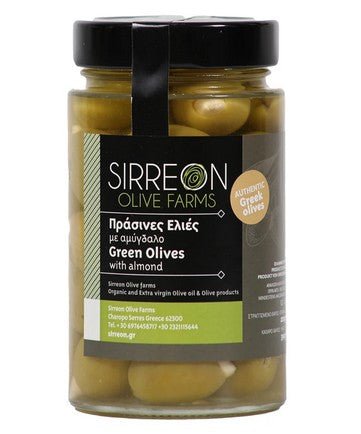 Griechische Grüne Oliven gefüllt mit Mandel – 390 g Glas