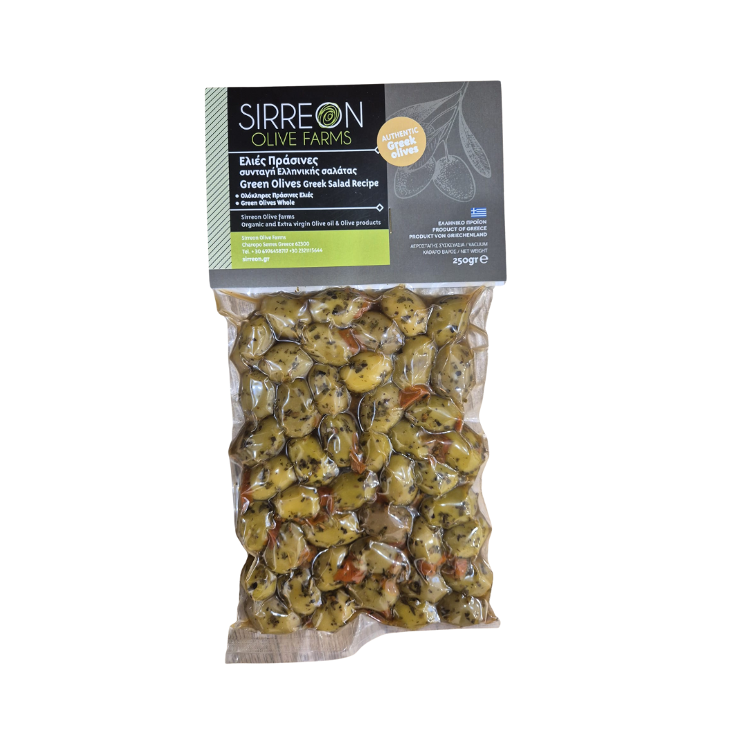 Grüne Oliven mit Griechischer Salat Würzung