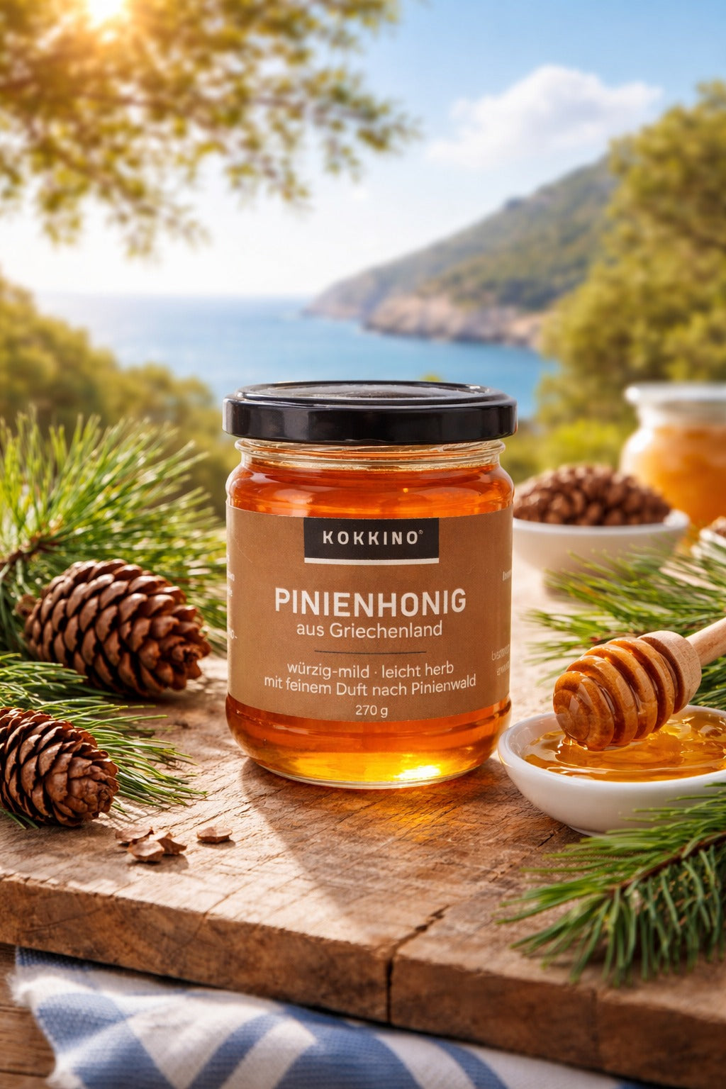 KOKKINO Pinienhonig von Thassos 270 g – Griechischer Honig naturbelassen