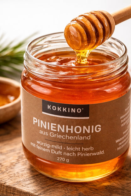 KOKKINO Pinienhonig von Thassos 270 g – Griechischer Honig naturbelassen