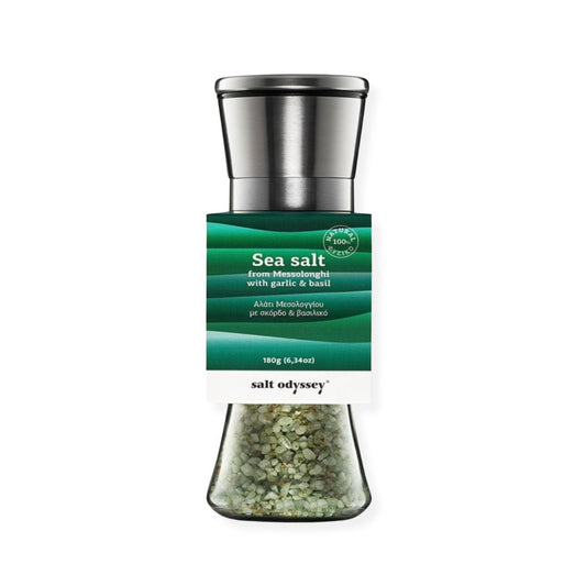 Salt odyssee keramikmühle meersalz knoblauch basilikum