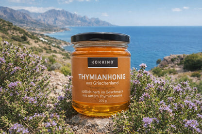 KOKKINO Thymianhonig - Naturbelassener Honig aus Kreta (270 g)