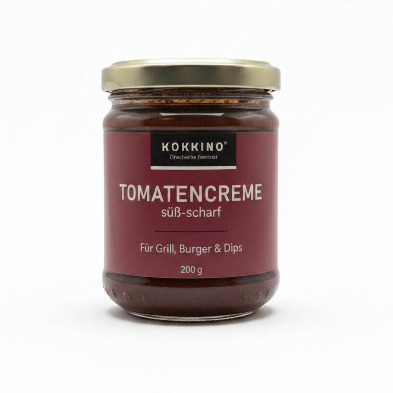 KOKKINO Tomatencreme süß-scharf mit Knoblauch – 200 g Glas