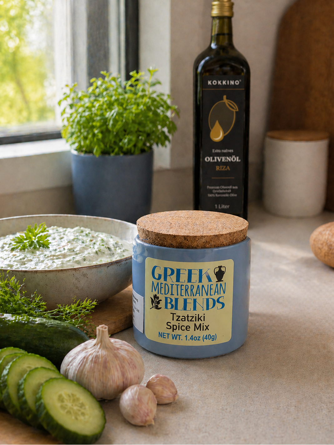 Griechische Tzatziki Gewürzmischung nach alter Rezeptur – 40 g Glas mit Korkdeckel