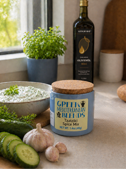Griechische Tzatziki Gewürzmischung nach alter Rezeptur – 40 g Glas mit Korkdeckel