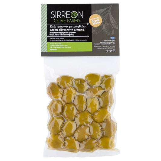 Griechische Grüne Oliven gefüllt mit Mandeln – 250 g Vakuum