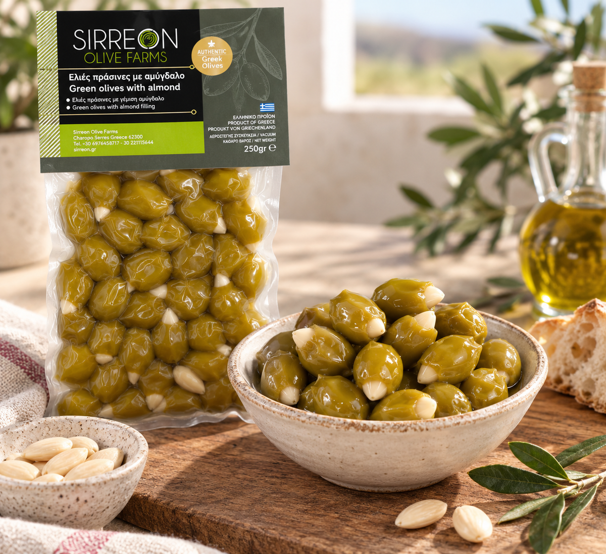 Grüne Oliven mit Mandeln, gefüllt (250 g)